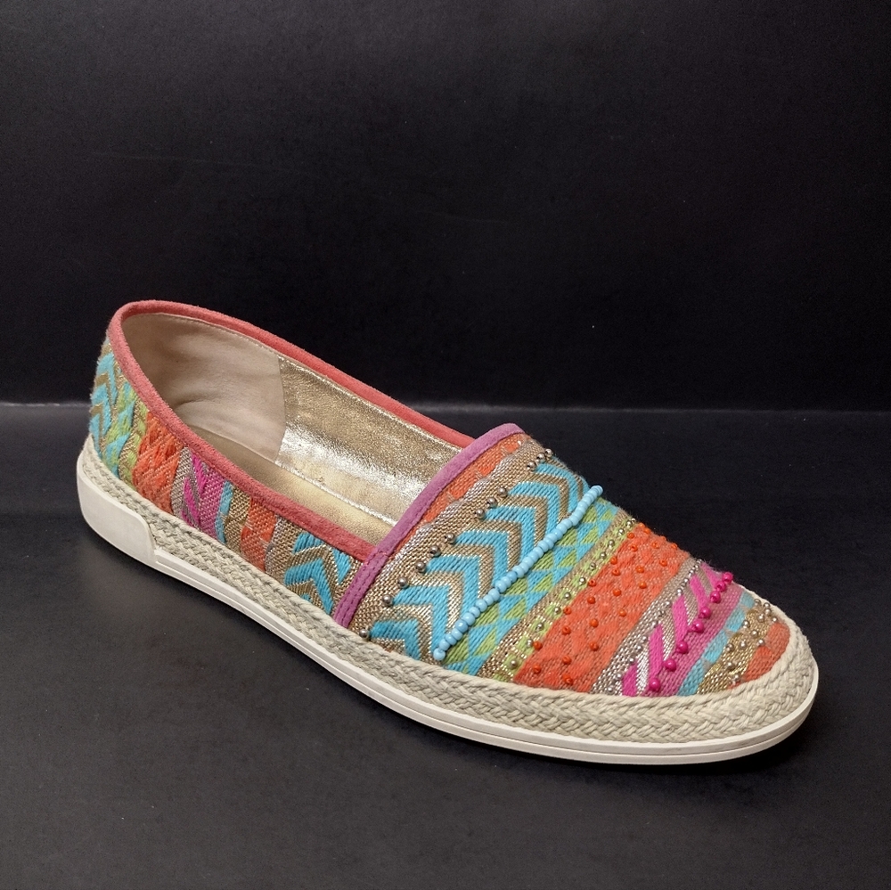 - DONALD PLINER -  MULICOLOR BEADED ESPADRILLE LOAFERS WOMEN'S SHOES SIZE :7M - Picture 2 of 12